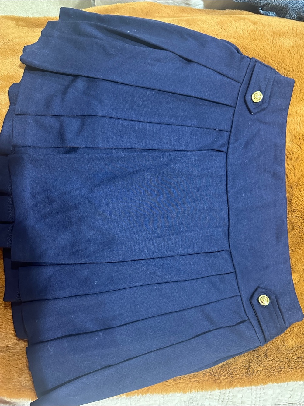 Polo by Ralph Lauren Navy Pleated Skirt with Gold Buttons